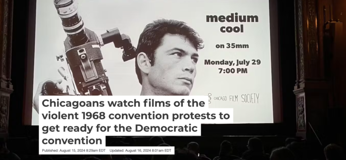 Viewers in Chicago await a screening of the film ‘Medium Cool,’ focused on the 1968 Democratic convention in Chicago. Heather Hendershot, CC BY